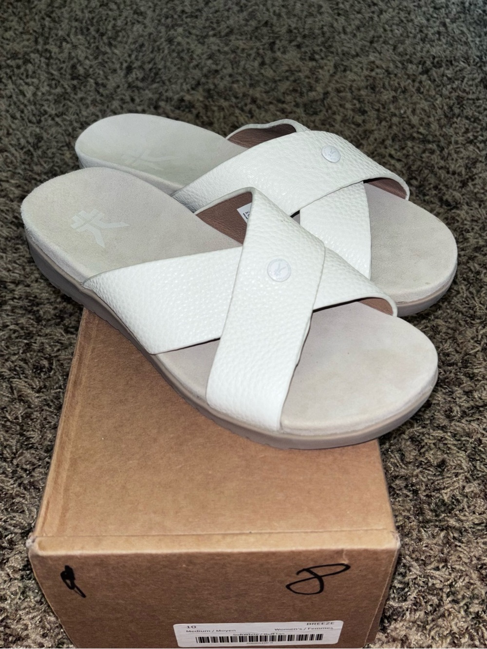 Kuru Breeze Womens Size 10 Soft White Beach Walking Outdoor Slide Sandals